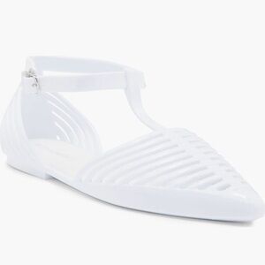 Jeffrey Campbell White Jelly Flats Ankle Strap Sandals NIB 8